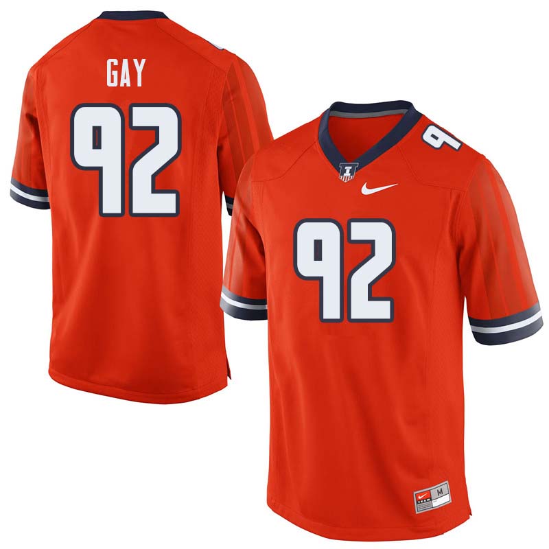 Men #92 Isaiah Gay Illinois Fighting Illini College Football Jerseys Sale-Orange